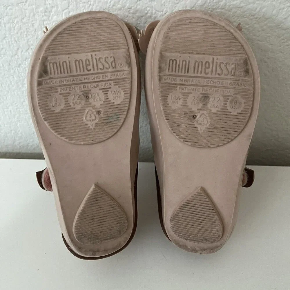 Mini Melissa Ultragirl Pink Chipmunk Mary Jane Flats Shoes Toddler Girls Size 8